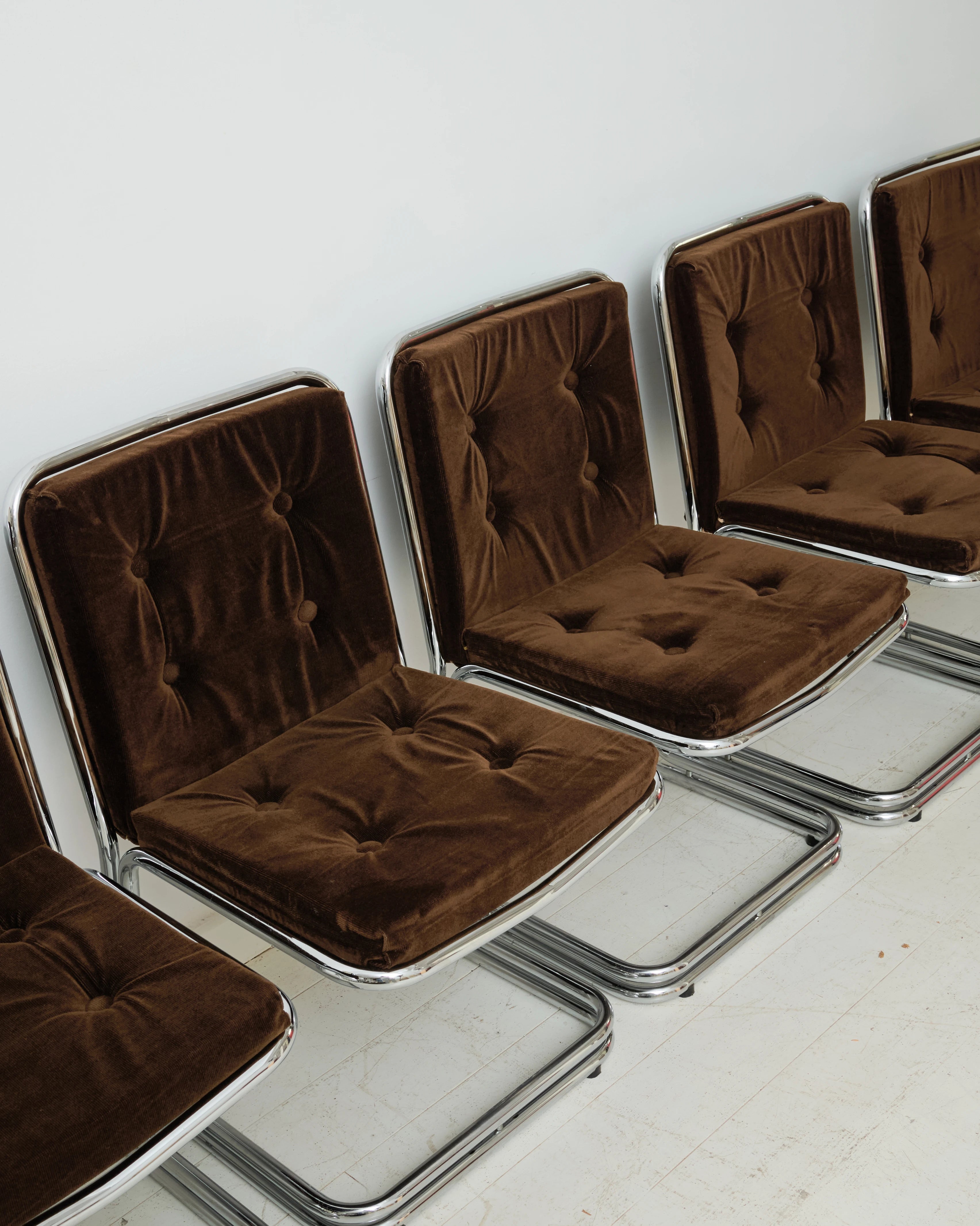 Paire de chaises en chrome et velours (1 sur 3), dlg Rinaldi, 1970s