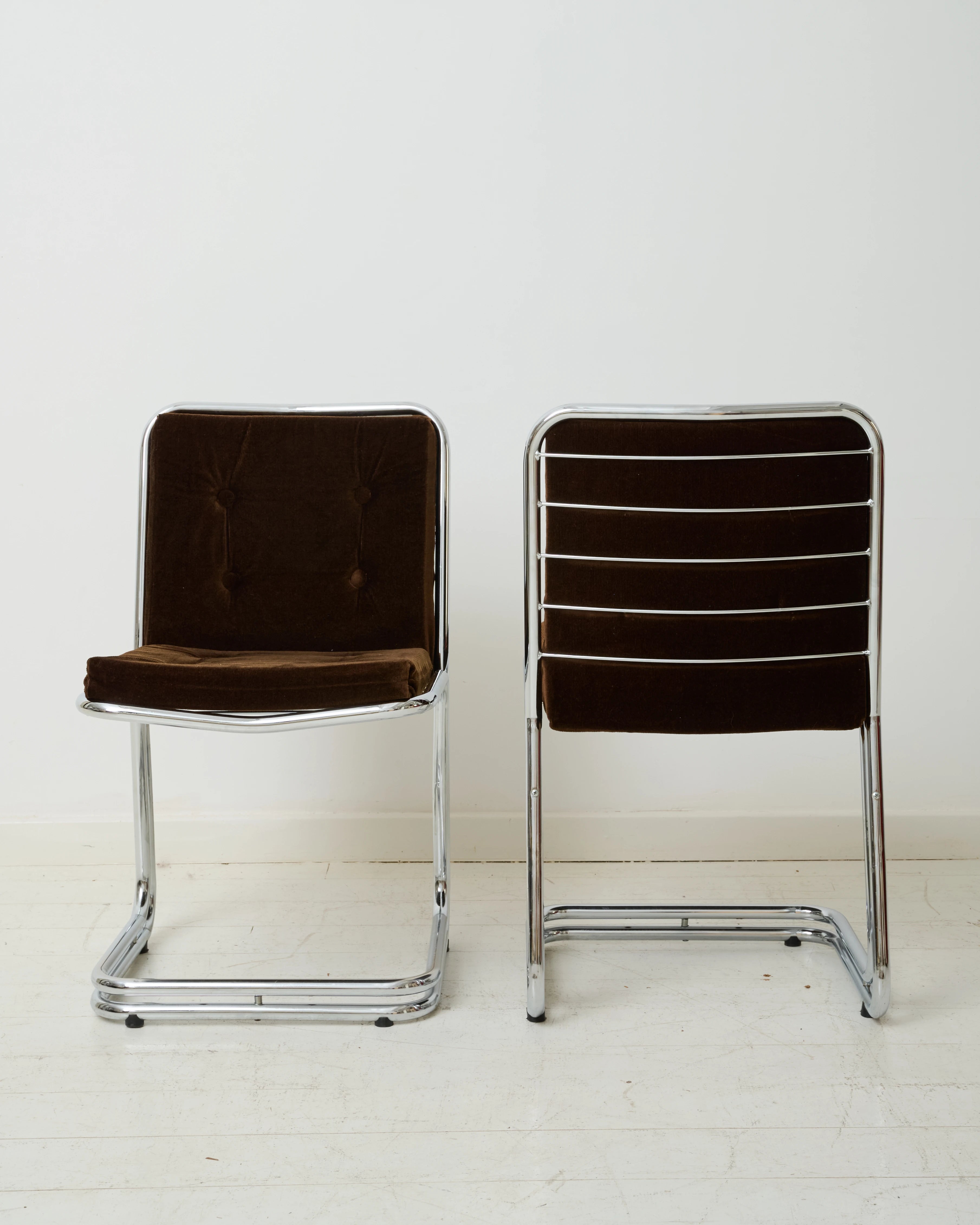 Paire de chaises en chrome et velours (1 sur 3), dlg Rinaldi, 1970s