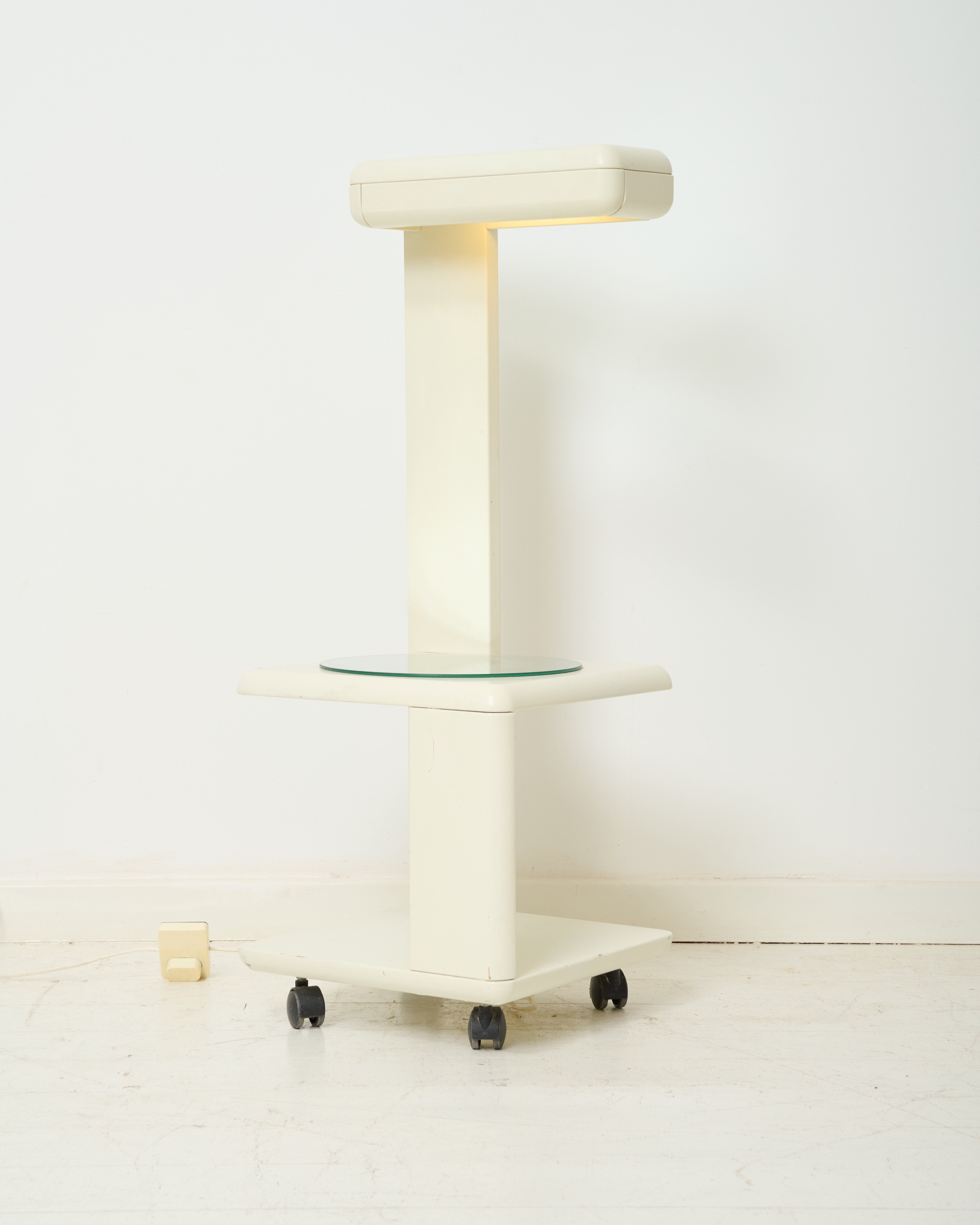 Desserte sur roulette lumineuse avec plateau miroir, 1970s