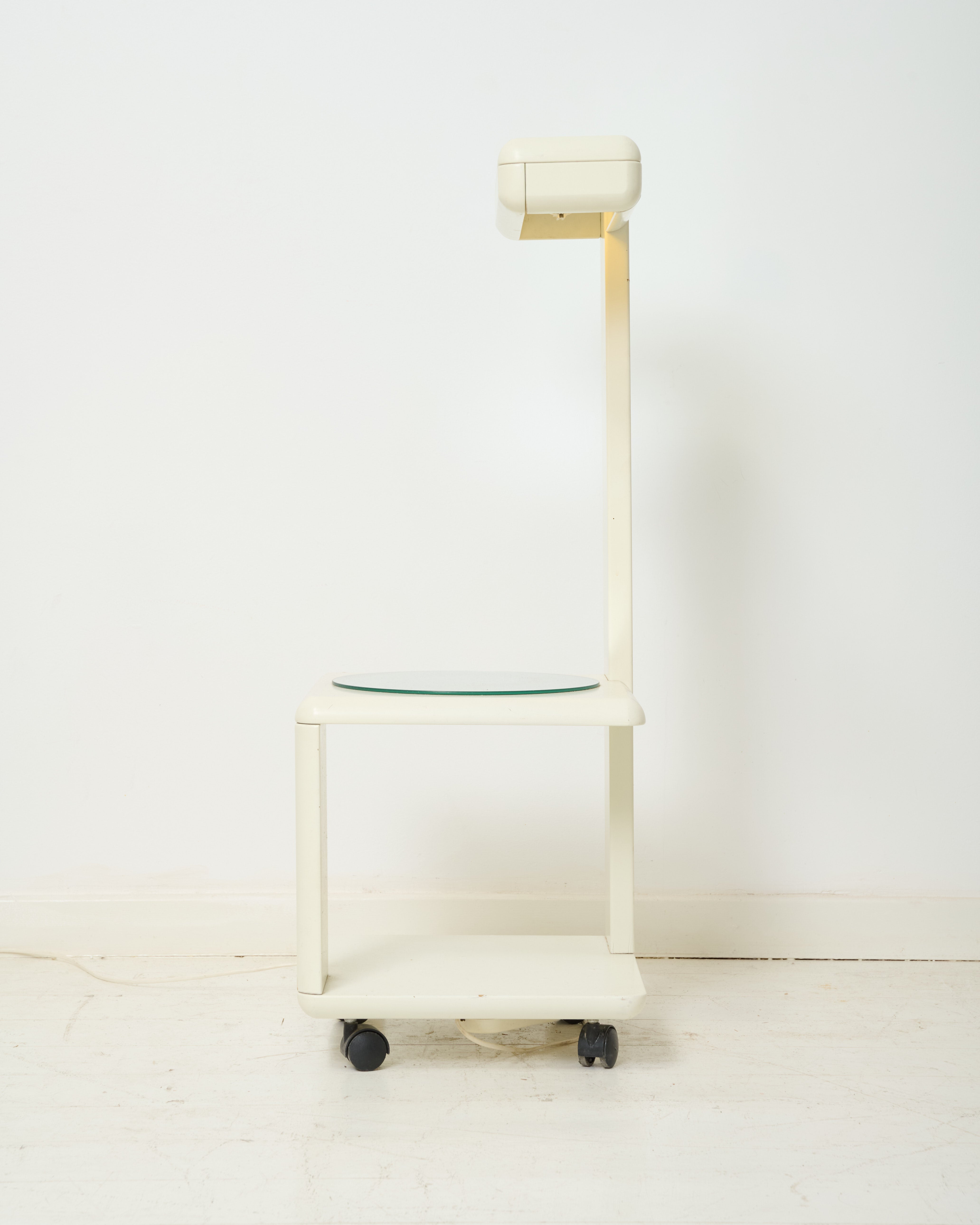 Desserte sur roulette lumineuse avec plateau miroir, 1970s