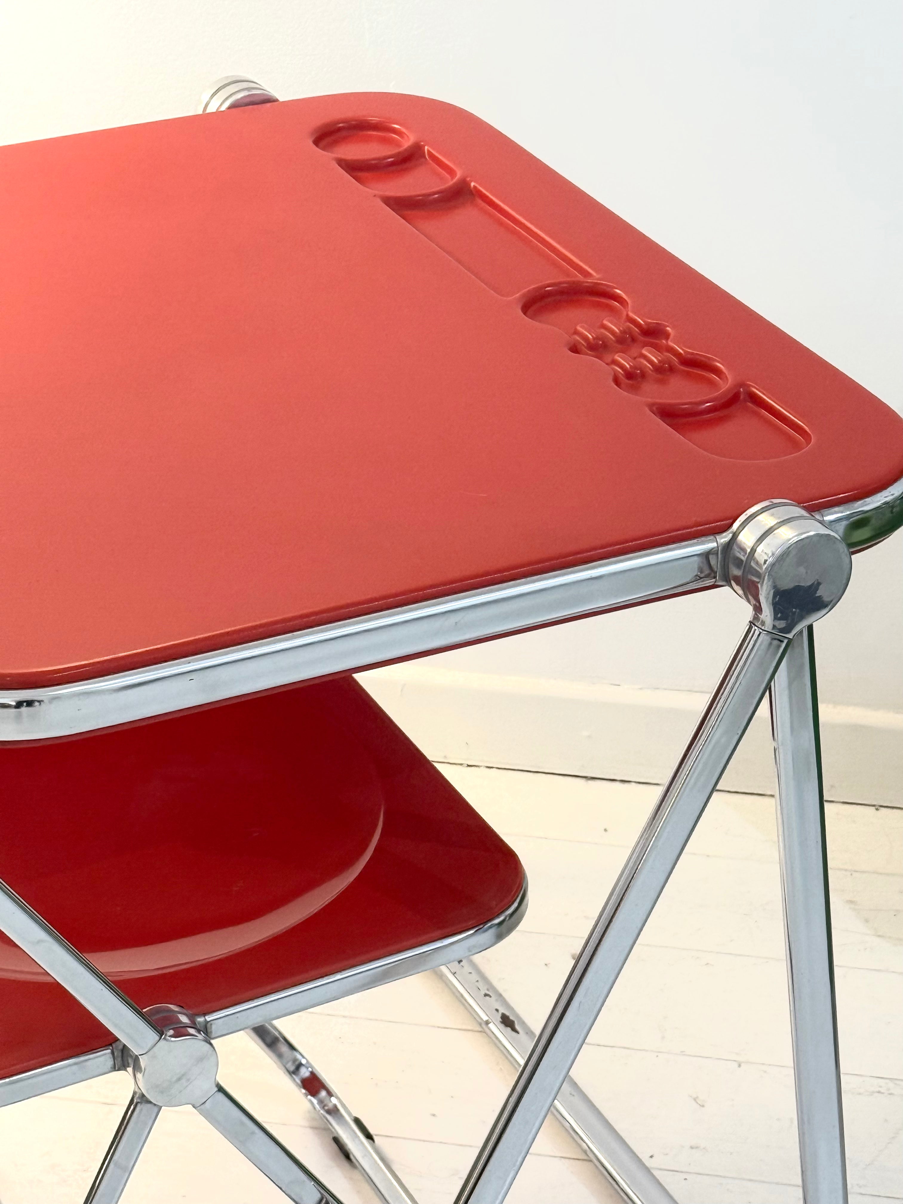 Bureau "Platone" et chaise "Plia", Anonima Castelli, Giancarlo Piretti, 1970s