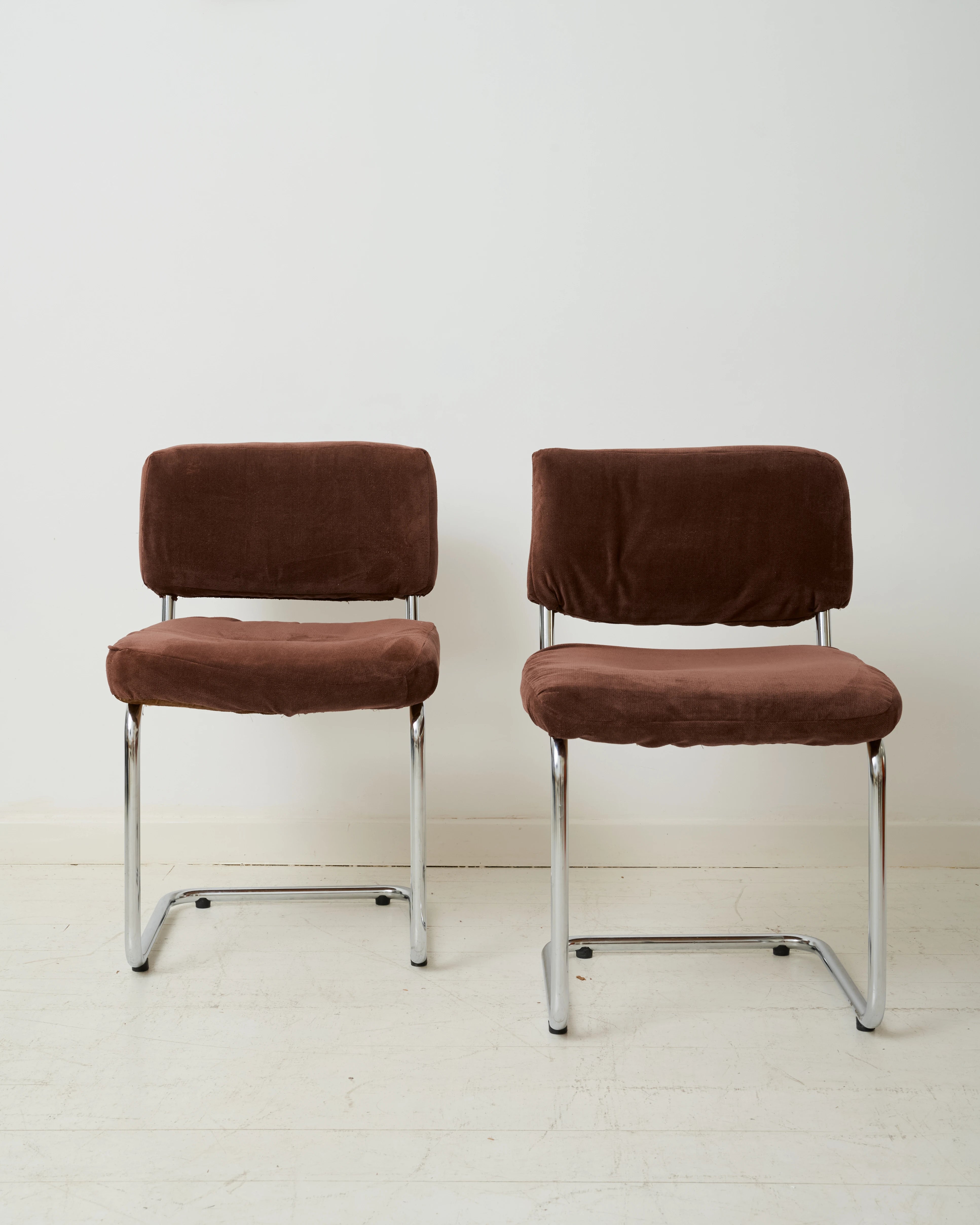Pair of chrome and velvet chairs (1 of 3), by Rinaldi, 1970s