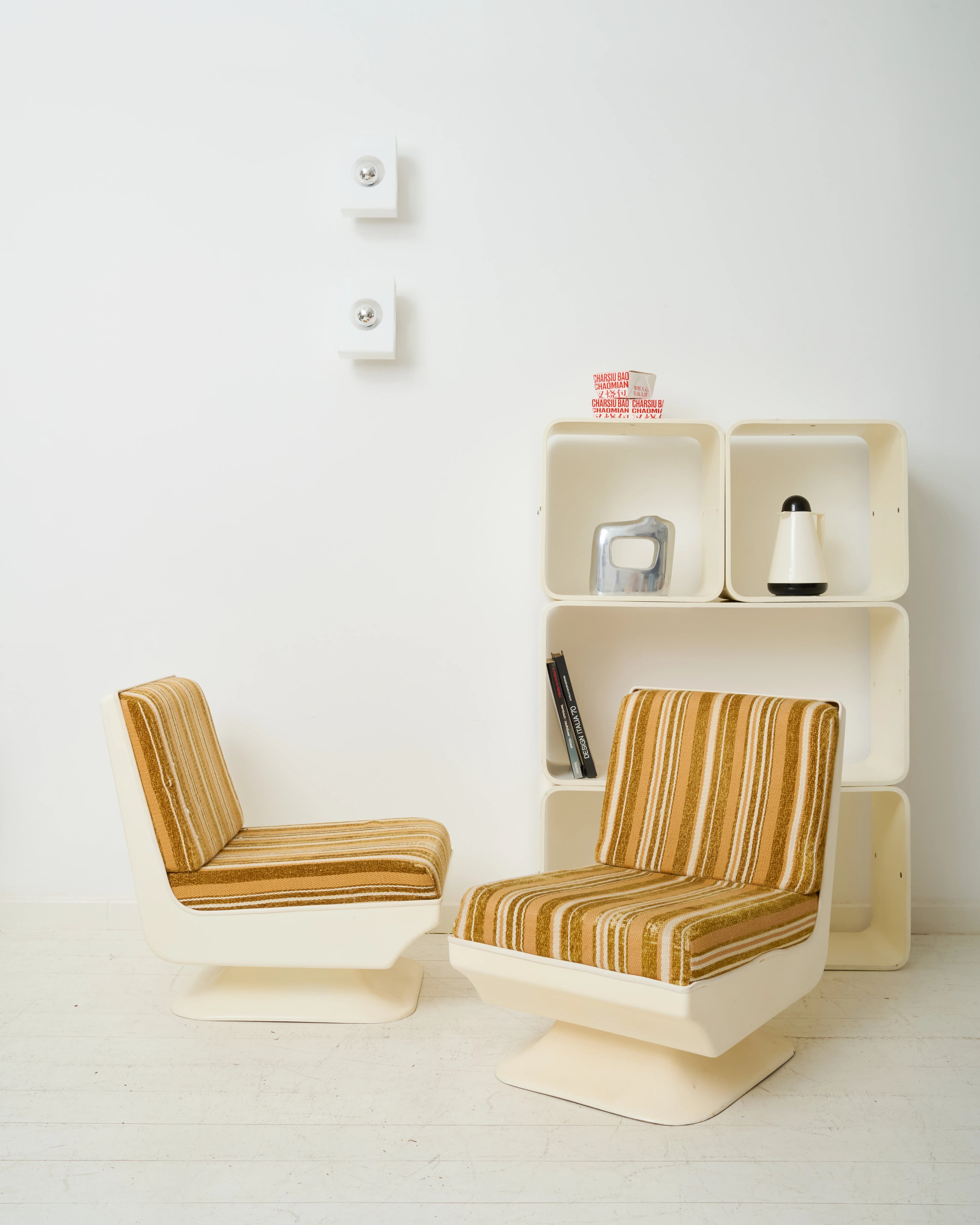 Pair of chrome and velvet chairs (1 of 3), by Rinaldi, 1970s