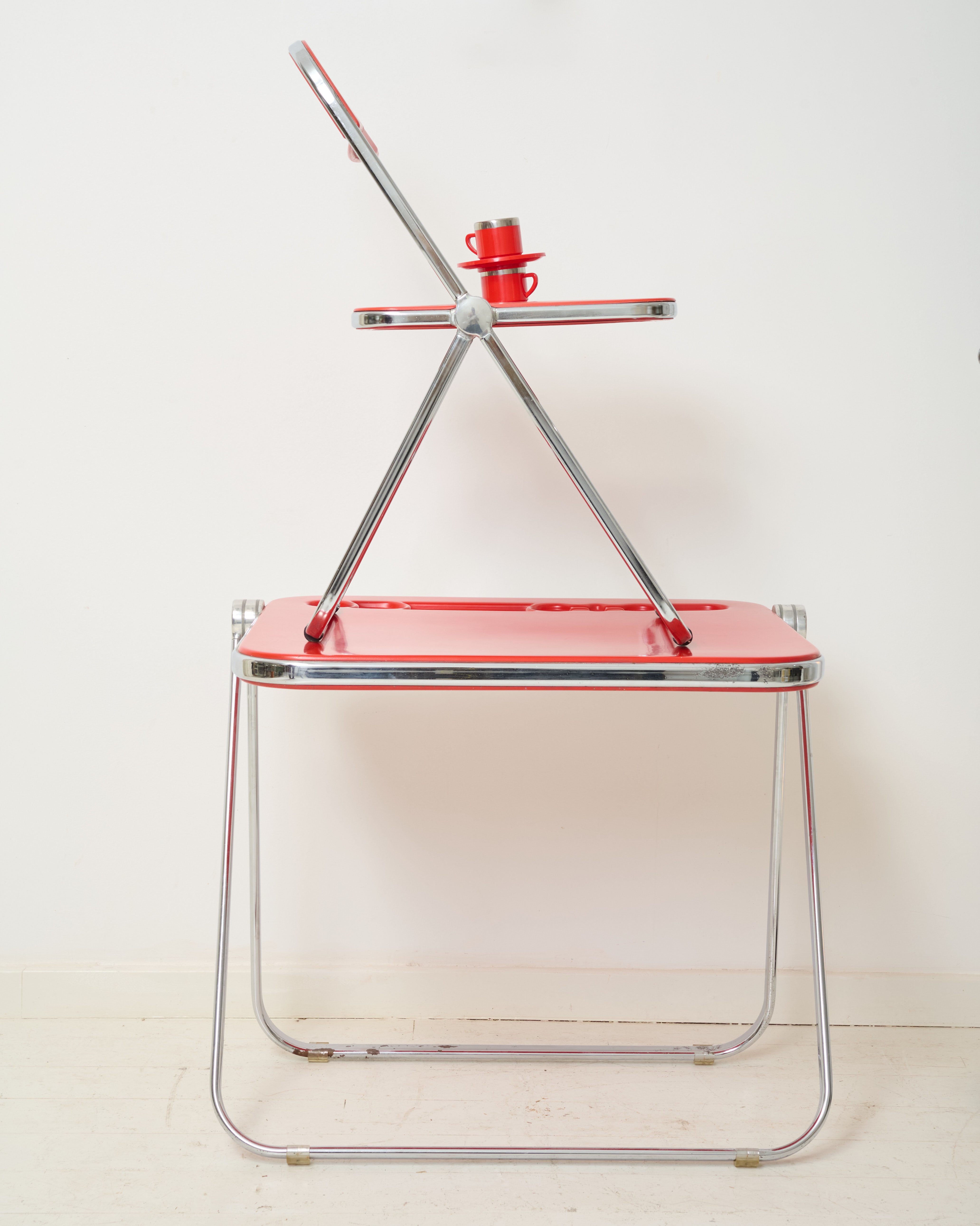 Bureau "Platone" et chaise "Plia", Anonima Castelli, Giancarlo Piretti, 1970s