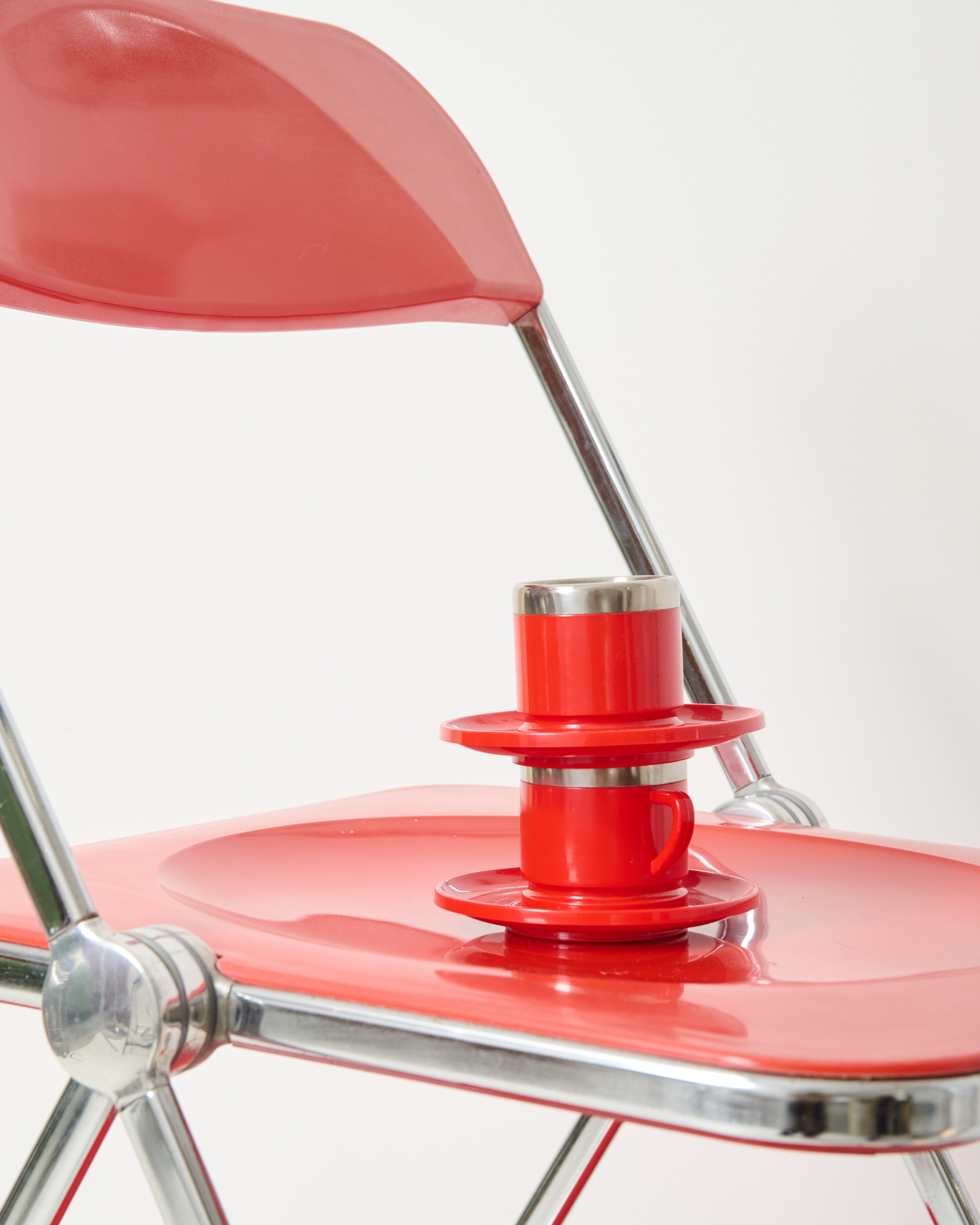 Pair of red and stainless steel cups (1 of 2), Caldo Caffé, Italy, 1970
