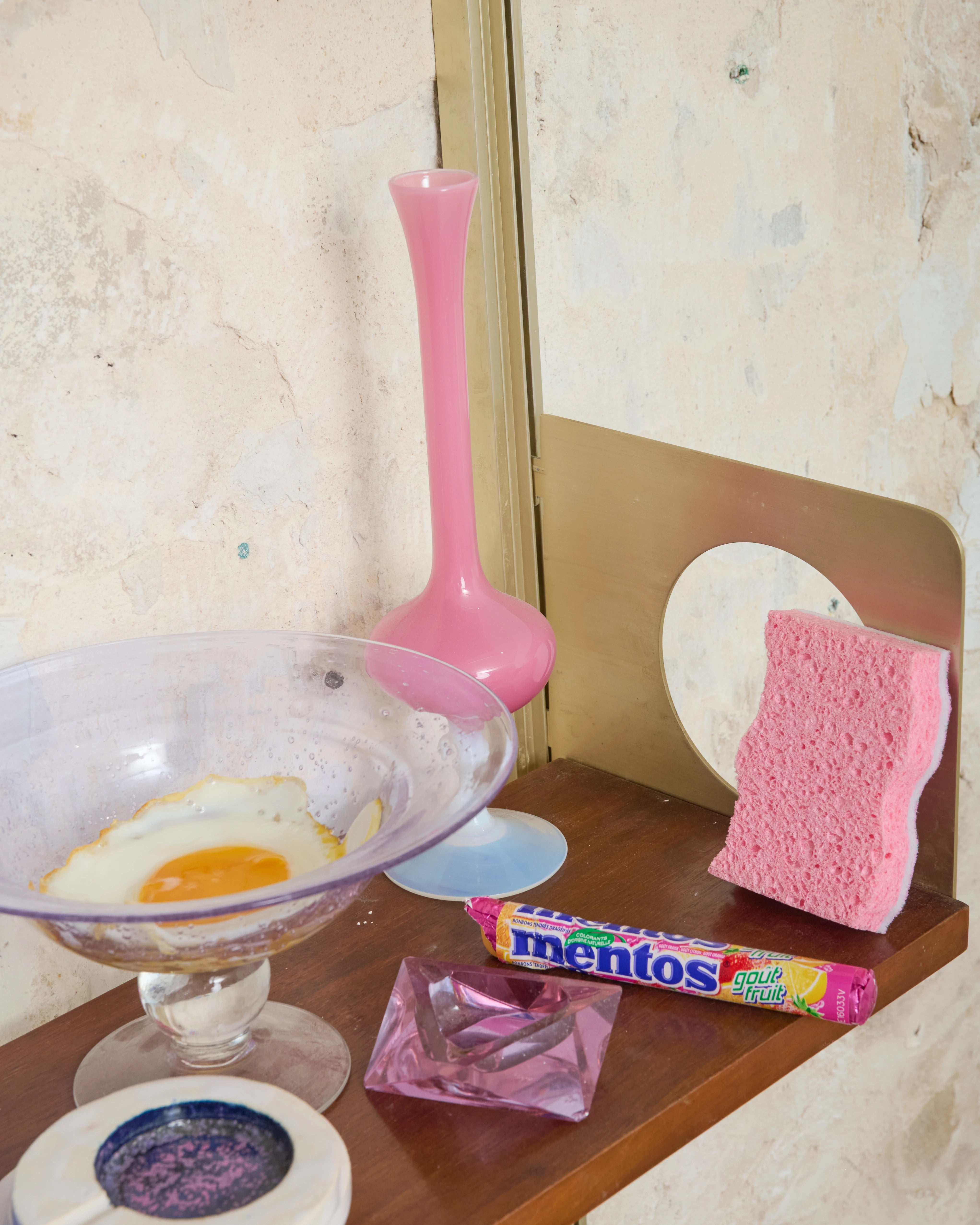 Wall shelves in wood and brushed brass, 1970s