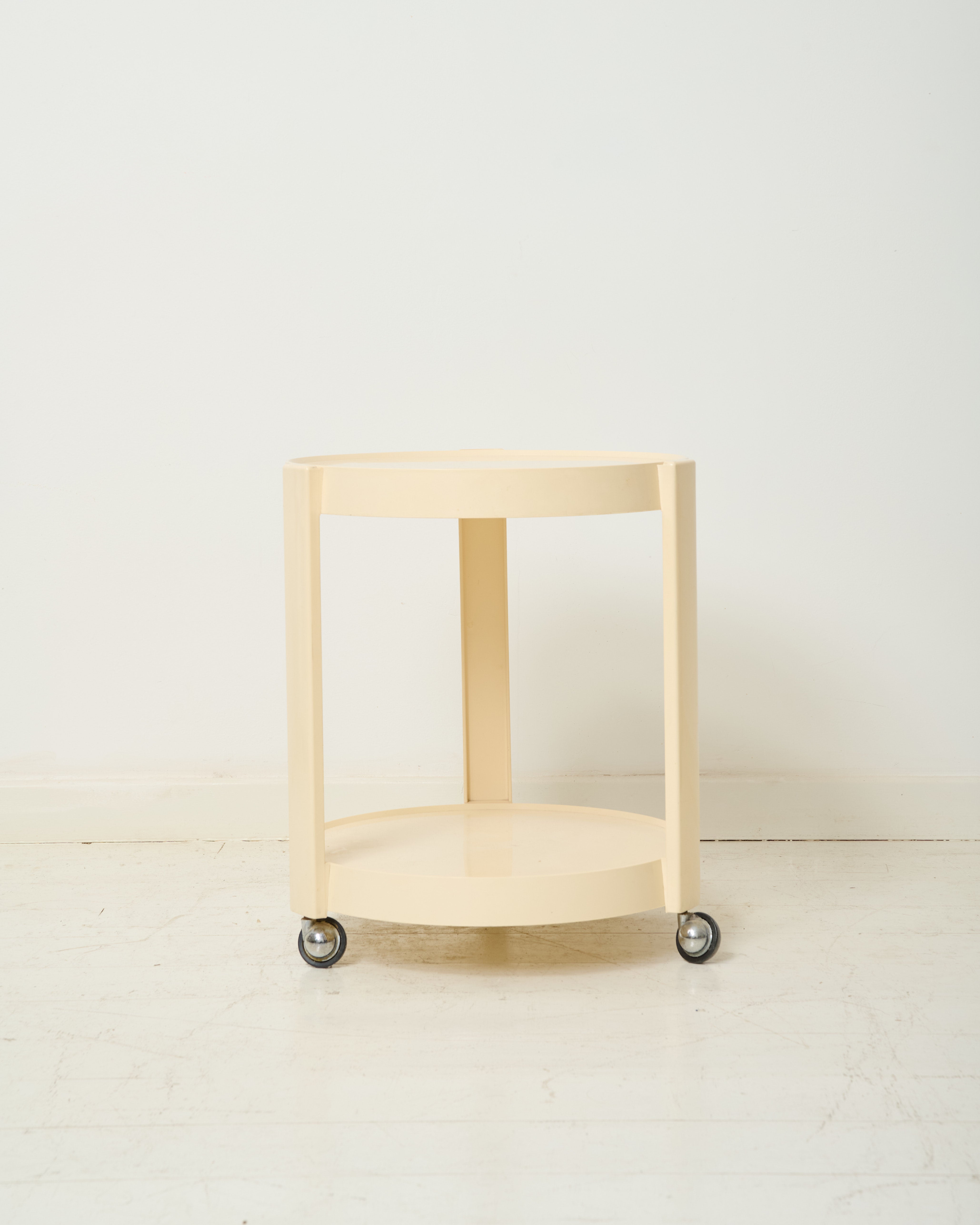 Desserte à roulettes en plastique beige, 1970s