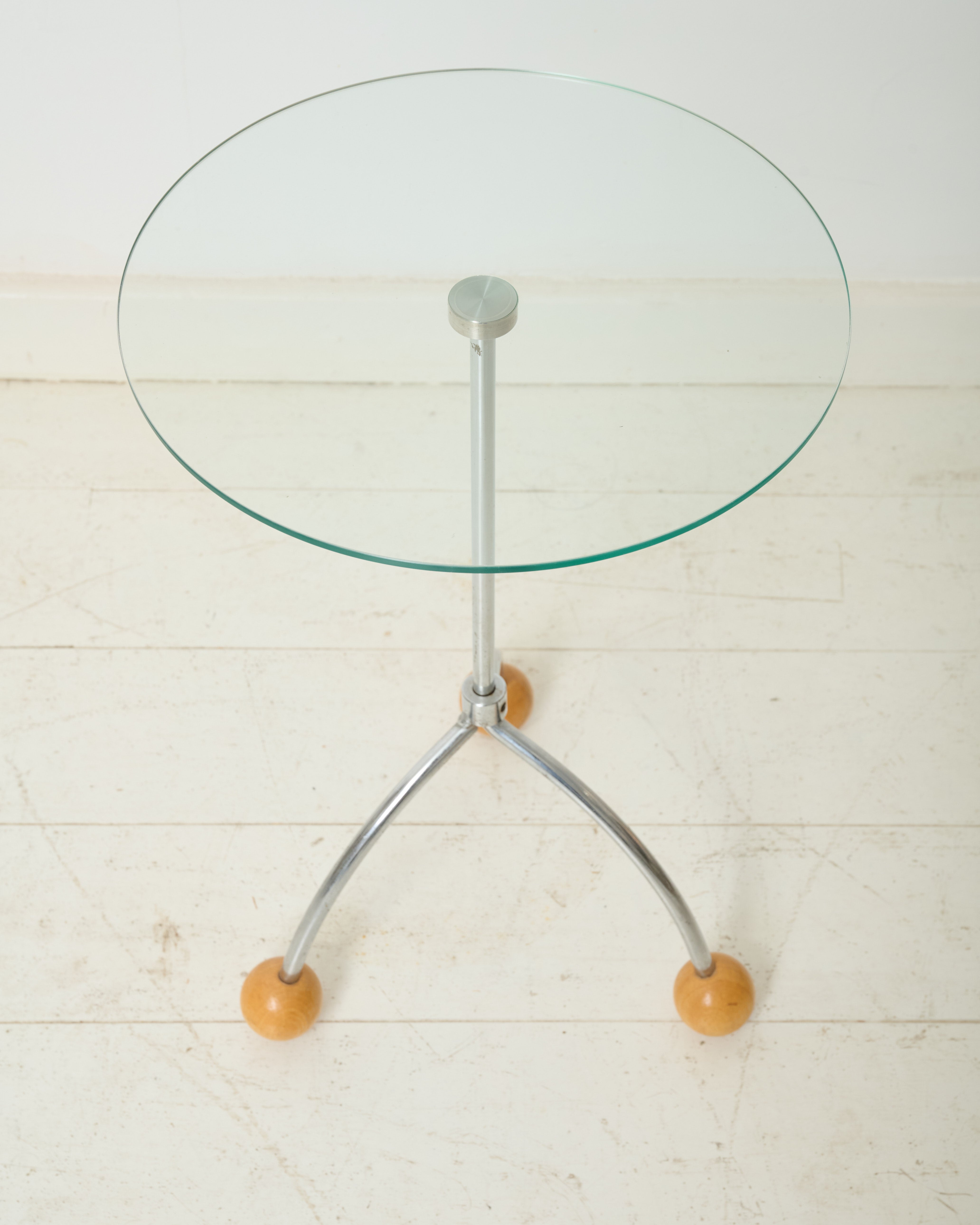 Glass side table, Memphis style, 1980-1990