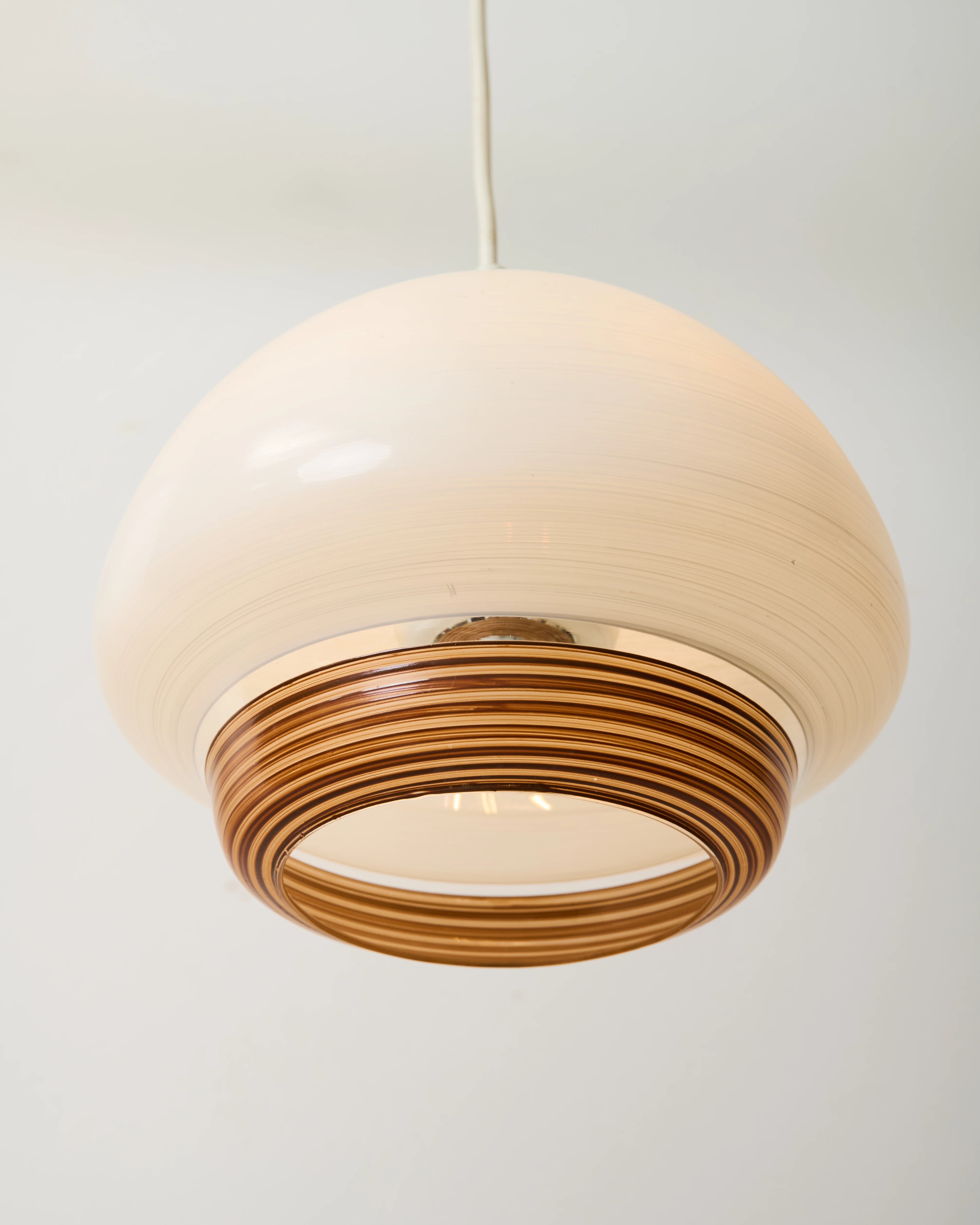 Pair of glass pendant lights, Scandinavian style, 1970s