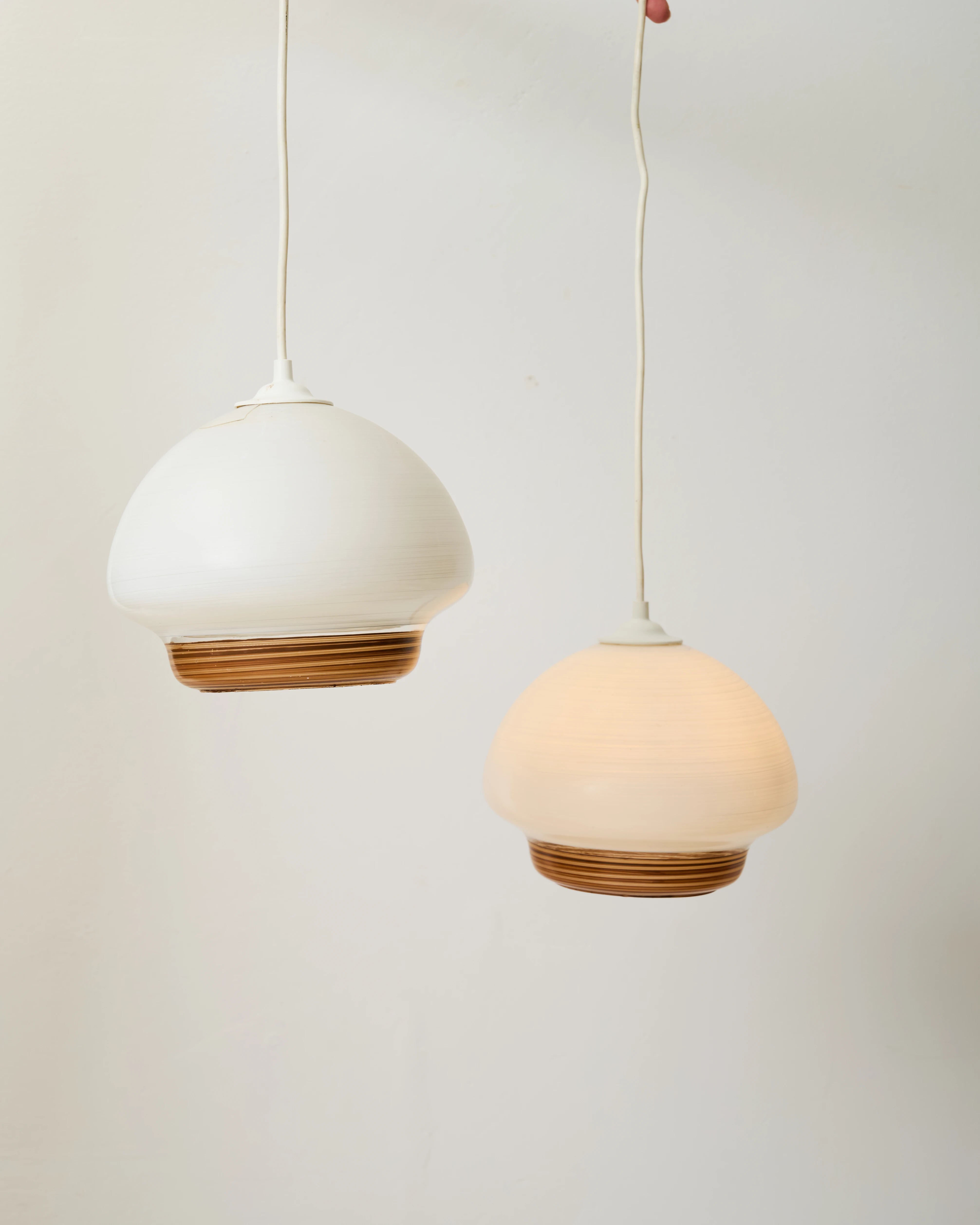 Pair of glass pendant lights, Scandinavian style, 1970s