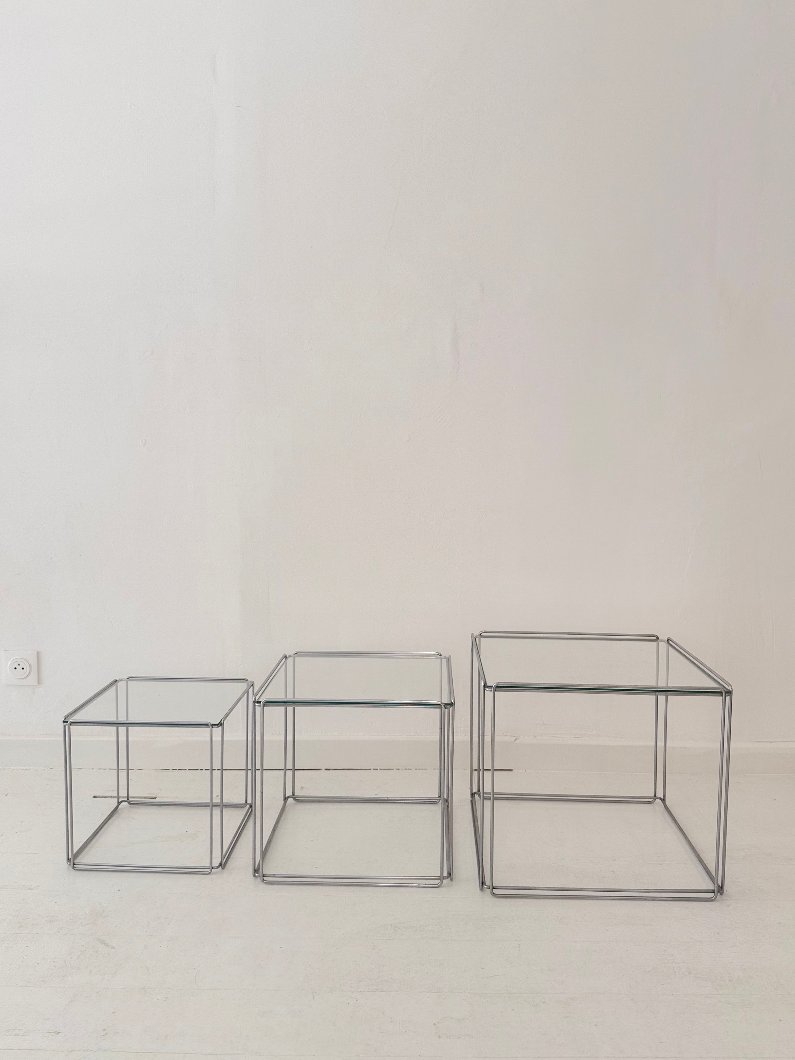 Table gigognes "Isocèle", Max Sauze, 1970s
