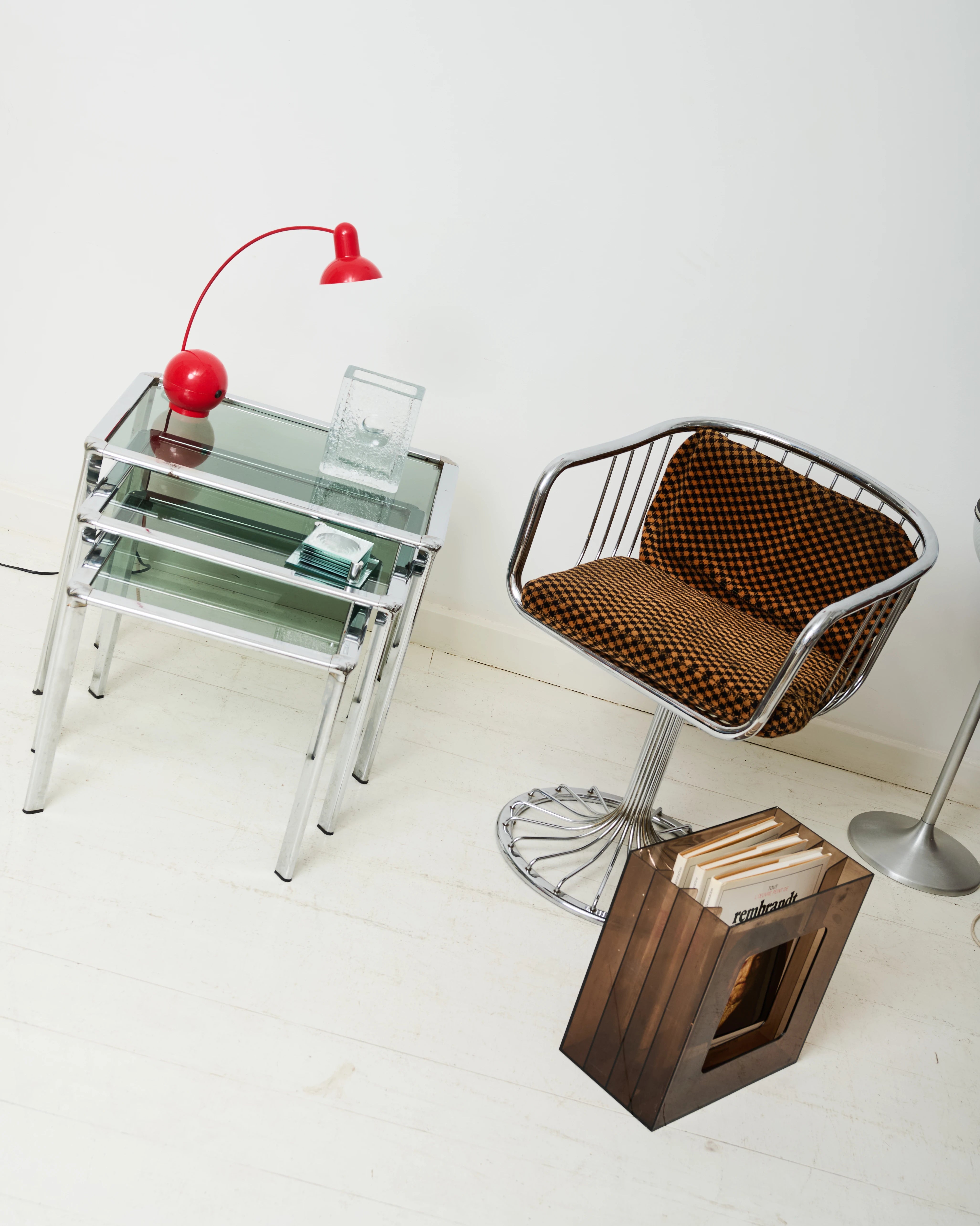 Tables gigognes en chrome et verre fumé, Italie, 1970s