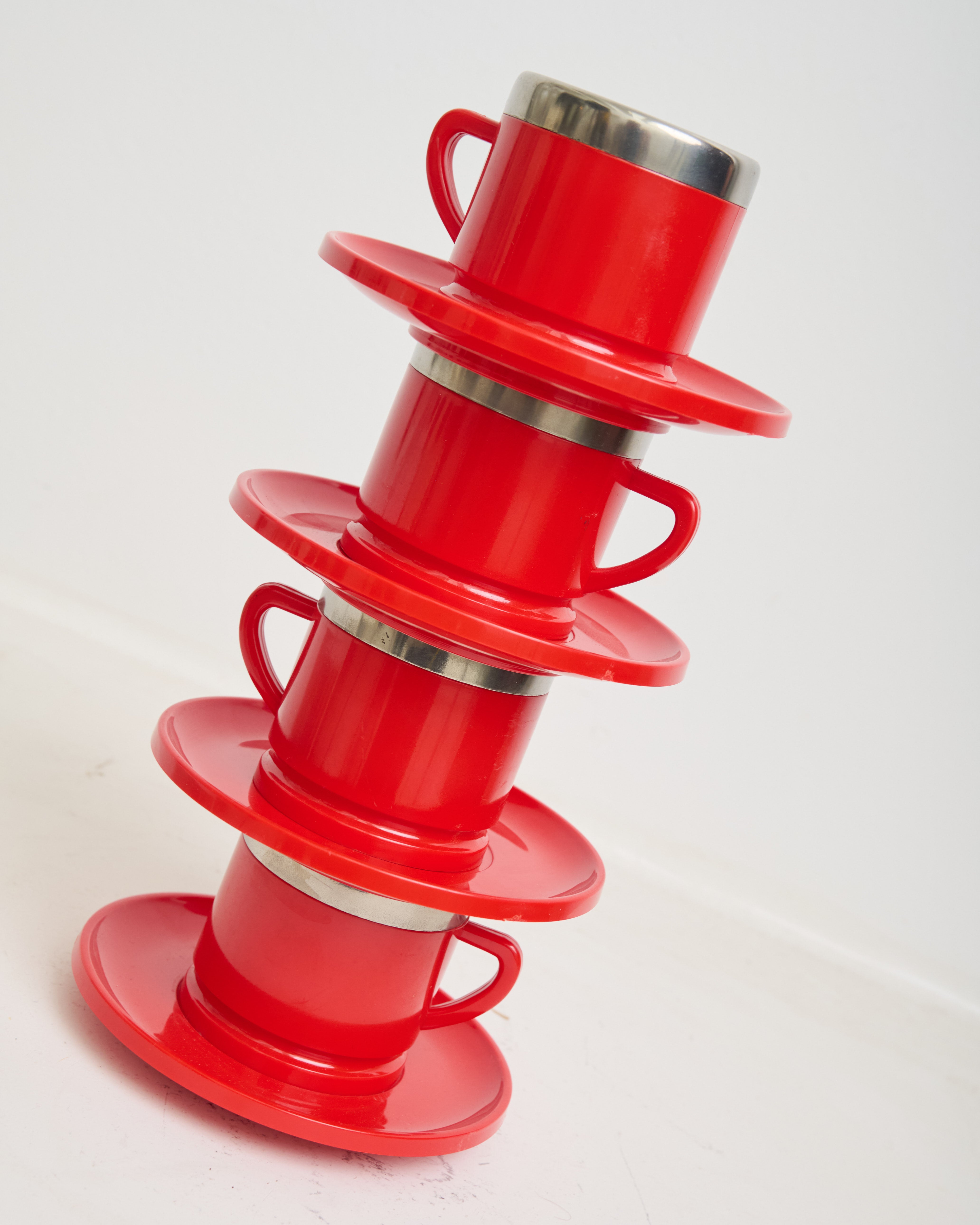 Pair of red and stainless steel cups (1 of 2), Caldo Caffé, Italy, 1970