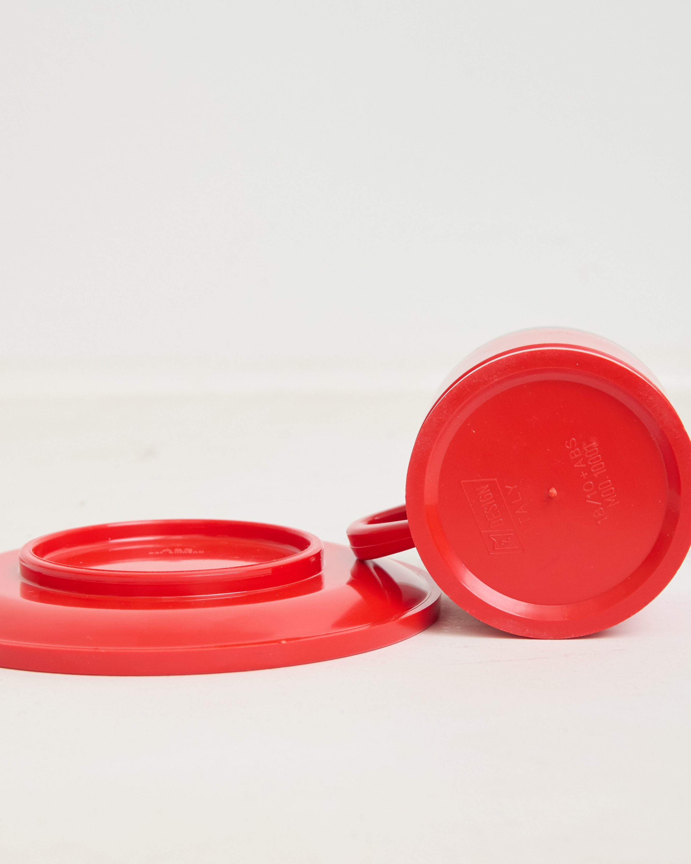 Duo de tasses rouge et inox (1 sur 2), Caldo Caffé, Italie, 1970
