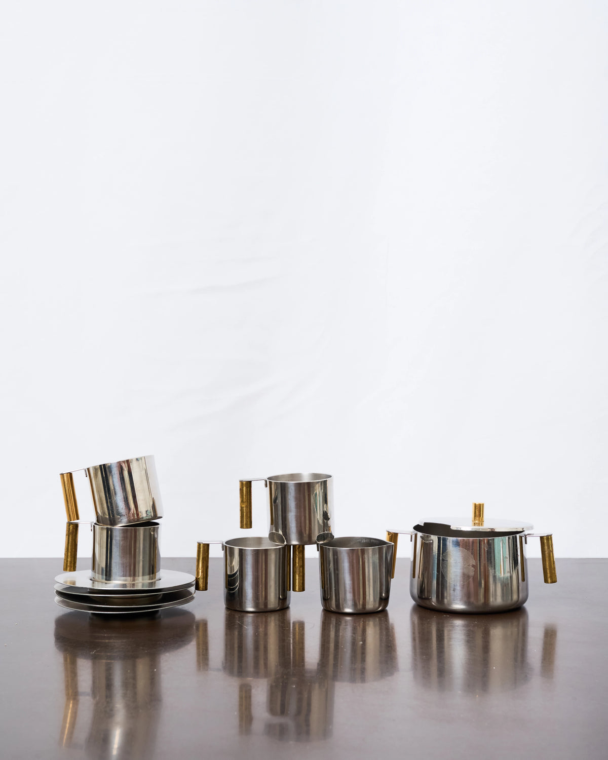 Service à café avec tasses (4), pot à lait et sucrier, Vemi, Italie, 1970
