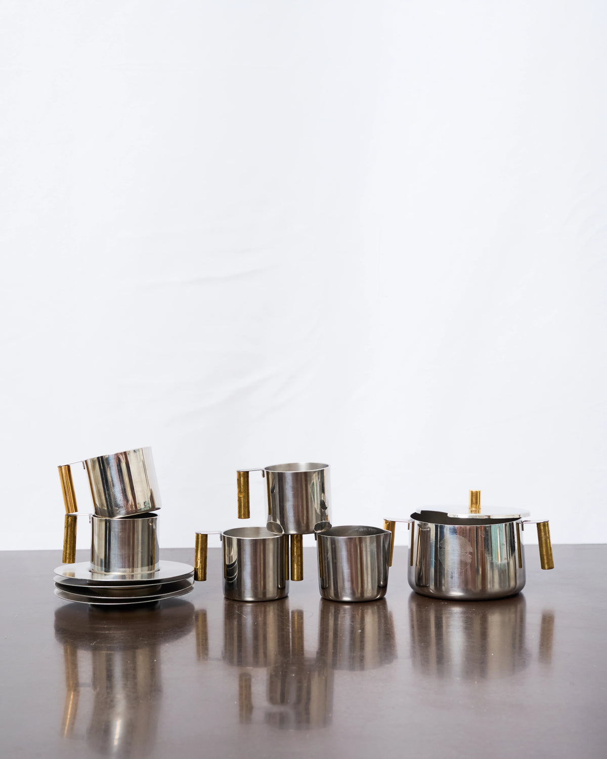 Service à café avec tasses (4), pot à lait et sucrier, Vemi, Italie, 1970