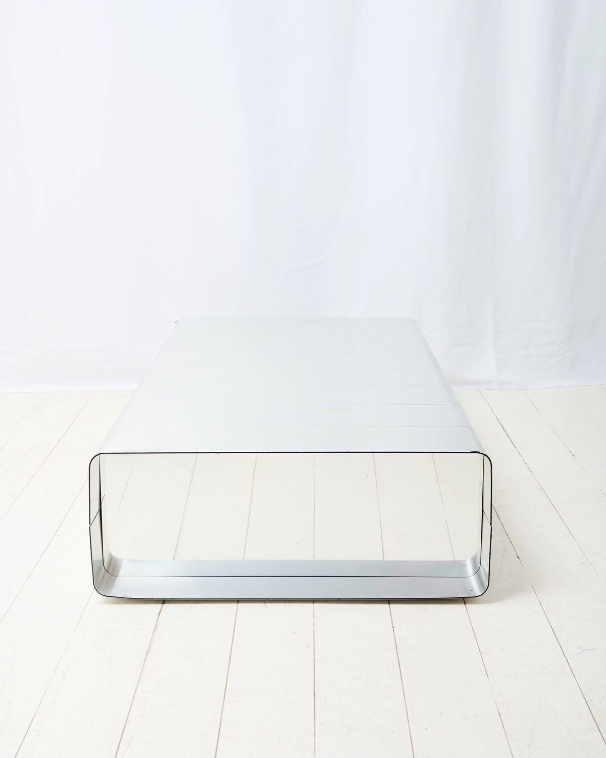 Table basse en aluminium et miroir, Roche Bobois, 1970-1980