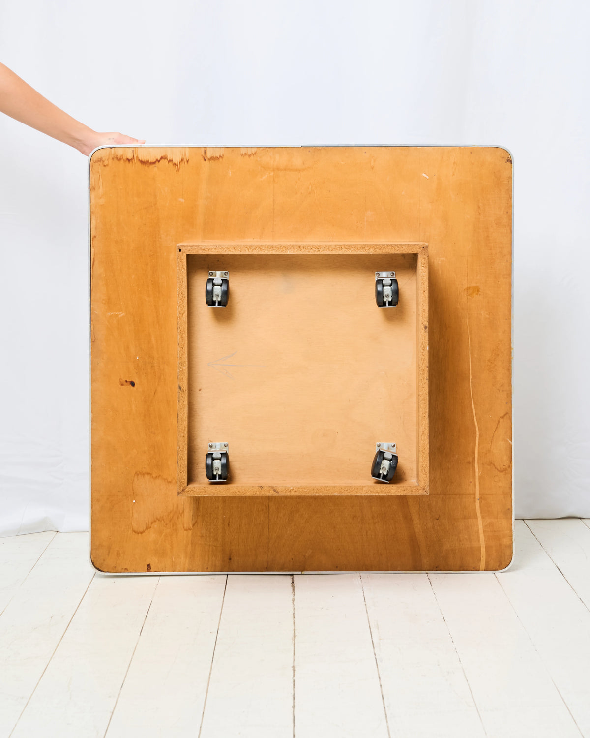 Table basse marron et aluminium brossé, Italie, 1970s