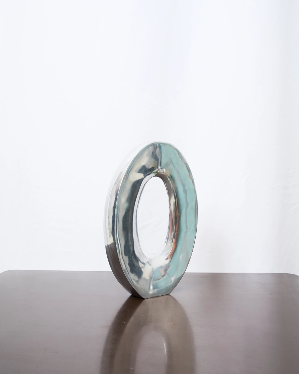 XXL Oval Openwork Cast Aluminum Vase, Italy, 1970s-1980s